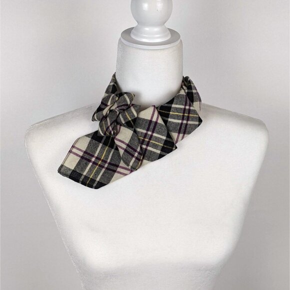 Cream Tartan Ascot for Women - Casual Women's Tie - Unique Scarf - Picture 3 of 8